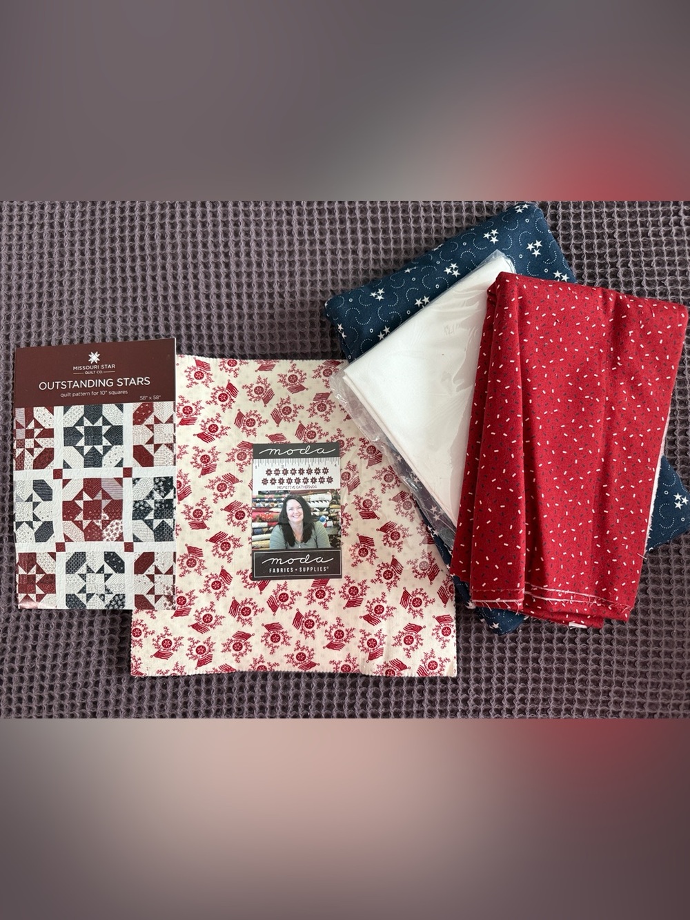 Missouri Star Outstanding Stars Quilting kit w/Moda layer cake & 3 other fabrics